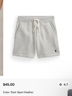 Polo Ralph Lauren Heather Gray Sweat Shorts 2T NEW